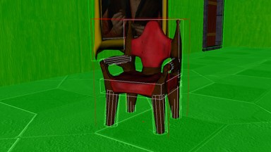 This is from our engine with the physics debug draw on. It paints the triangle meshes of the floor and walls with green, and the primitives as outlines.